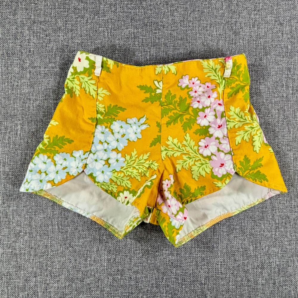 Sweet Honey Shorts Floral Yellow Cotton Retro Boho Cottagecore Girls Size 6